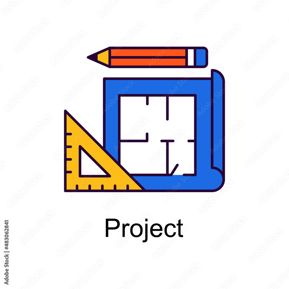Poster project vector filled outline icon design illustration. home improvements symbol on white background