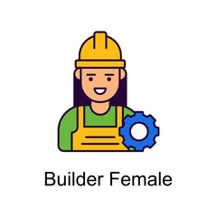 Builder Female vector Filled Outline Icon Design illustration. Home Improvements Symbol on White background EPS 10 File