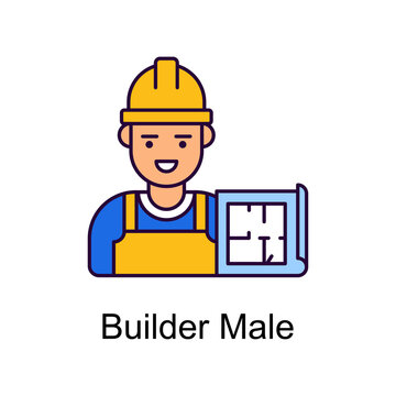 Builder Male vector Filled Outline Icon Design illustration. Home Improvements Symbol on White background EPS 10 File