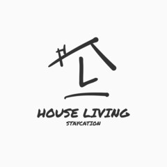 letter L minimalist doodle house vector logo design
