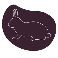 Sketchy, contour silhouette of a hare, rabbit, ears. Continuous one line drawing. Isolated vector illustration with black line on white background. Line art.