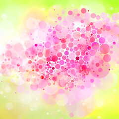 Exploding gift box: abstract illustration with circles, color blindness Ishihara color test plate style. Russian language lettering. Happy birthday!