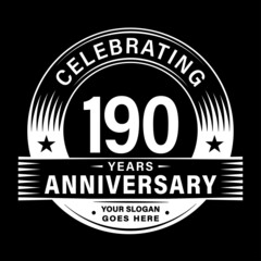190 years anniversary celebration design template. 190th logo vector illustrations.