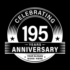 195 years anniversary celebration design template. 195th logo vector illustrations.