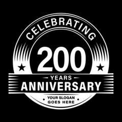 200 years anniversary celebration design template. 200th logo vector illustrations.