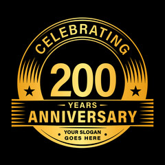 200 years anniversary celebration design template. 200th logo vector illustrations.