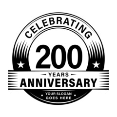 Obraz premium 200 years anniversary celebration design template. 200th logo vector illustrations.