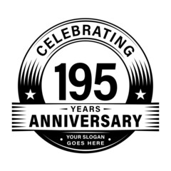 195 years anniversary celebration design template. 195th logo vector illustrations.