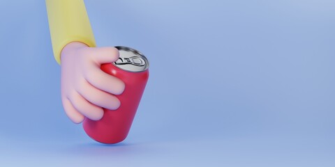 Hand Holding Red Coke Can 3d Illustration