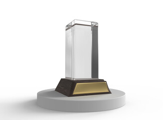 Rectangular Glass Trophy on a Platform