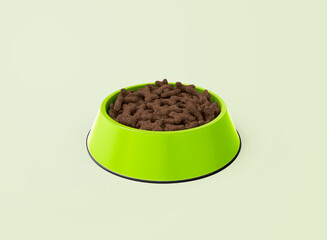 Green Plastic Pet Bowl with Feed