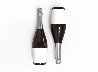 Top view Two Champagne Bottles Mockup