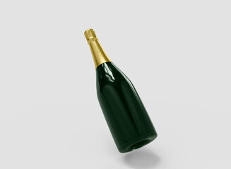Floating Champagne Bottle Mockup