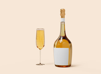 Sparkling Wine Bottle with Glass