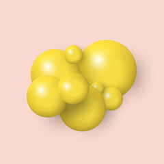 Vector 3d template. Yellow spheres.Abstract sphere background.