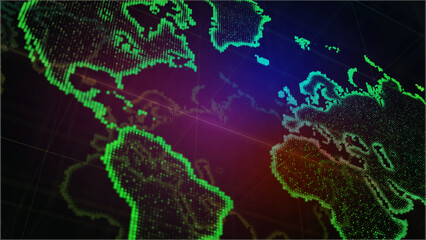 world map colors modern. Silhouette card. 3d illustration.