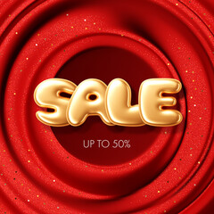 Sale promotion banner with 3d text. Vector illustration