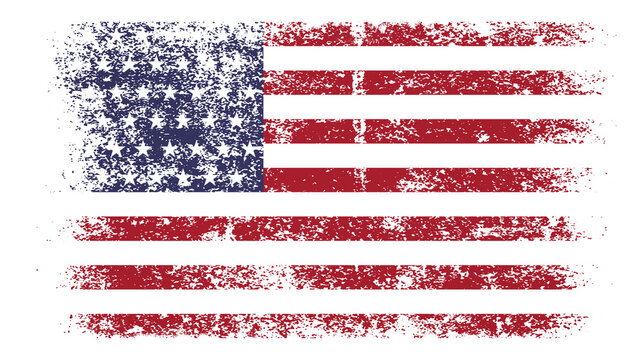 Flag of the United States of America Distressed Grunge Vintage Retro. Isolated on White Background