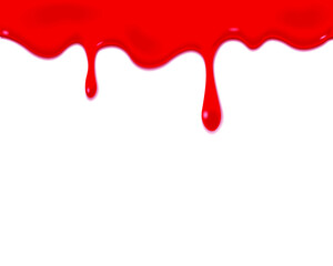 Red dripping slime pattern isolated on a blue background