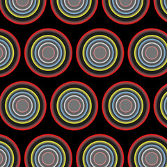 Fototapeta na wymiar Pattern. Multicolored circles on a black background