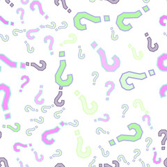 Fototapeta premium Quiz seamless pattern. Question marks, doubt, faq