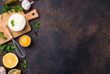 Homemade mayonnaise sauce with ingredient