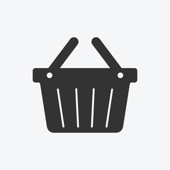 E-commerce shopping basket isolated flat design vector illustration.