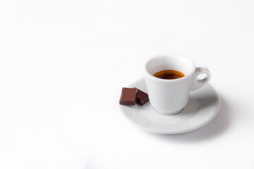 Coffee cup with chocolate  on a white background.Cup of espresso.