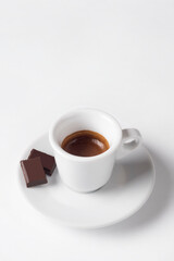 Coffee cup with chocolate  on a white background.Cup of espresso.