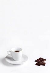 Coffee cup with chocolate  on a white background.Cup of espresso.