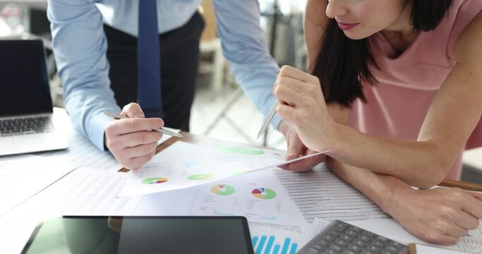 Business team partner on meeting brainstorming in investment ideas closeup