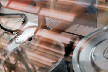 House Work, Close up image of washing dishes.