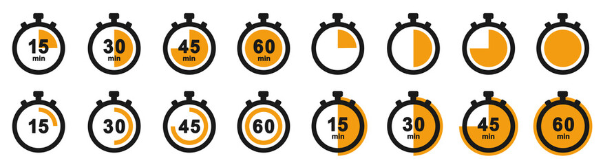 Set of Timer icons . Stopwatch .
