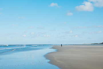 Big waves on the North Sea. North Sea to a German or Dutch island 
