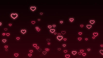 valentines day neon heart background,glowing and shiny red hearts,love and marriage concept,dark background