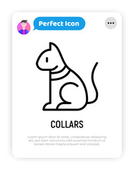 Cat collar thin line icon. Modern vector illustration for pet shop.