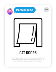 Door for pet thin line icon. Cat door. Modern vector illustration for pet shop.