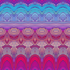 Vector color abstract hand-drawn hair pattern with waves and clouds. Asian style element for design.