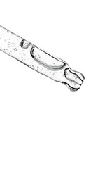 Transparent pipette with cosmetics on a white isolated background.