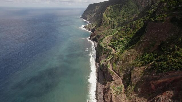 Road repair after landslide on Madeira Island