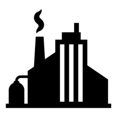 Factory Building Flat Icon Isolated On White Background