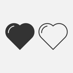 Filled and outline hearts icon isolated on background. Love symbol modern, simple, vector, icon for website design, mobile app, ui. Vector Illustration
