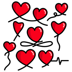 Hand drawn love heart collection design. Doodle hearts. Vector illustration