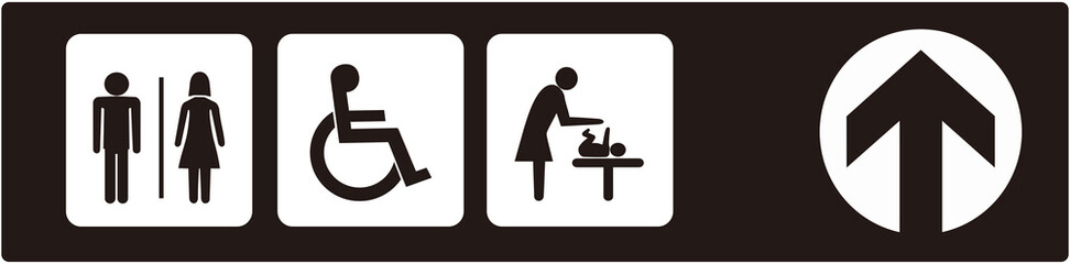 A sign that indicating  the toilet physically handicapped and changing baby room.