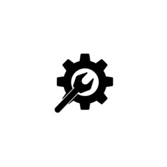 wrench with gear icon, Service tool symbol, setting sign, isolated on white background, vector illustration eps 10