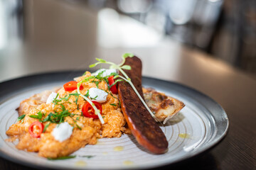 fried sausage with rice