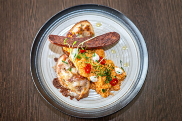 grilled food with vegetables