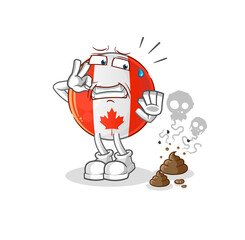 canada flag with stinky waste illustration. character vector