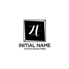 ZE monogram logo template vector