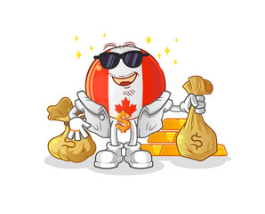 canada flag rich character. cartoon mascot vector